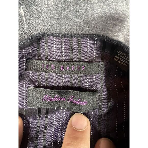 TED‎ BAKER Wool Debonair Purple Navy Blue Button Front Sleeveless Vest 40R - Picture 3 of 8